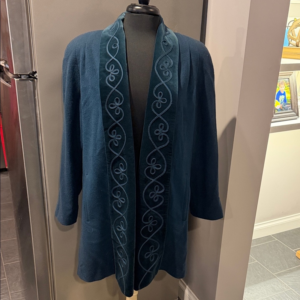 Elegant Teal Women's Wool Coat